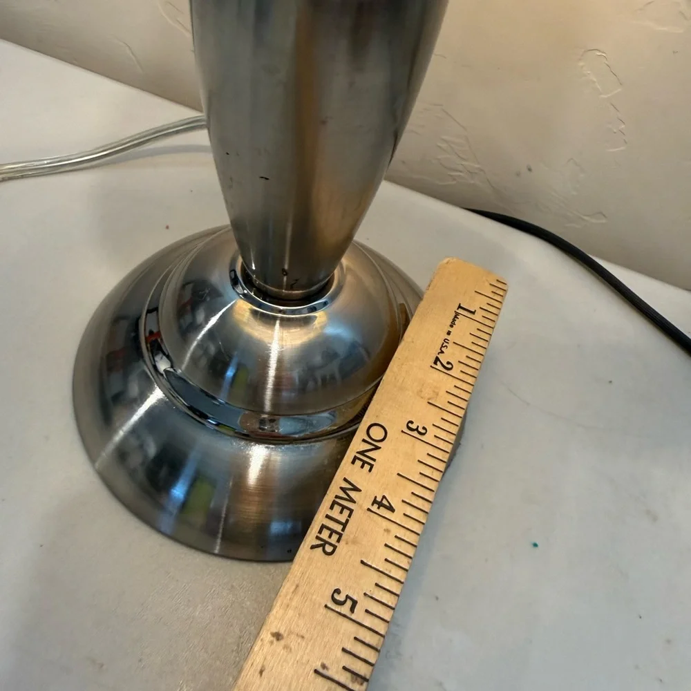 Vintage Metal Base Art Deco Green Painted  Boudoir Table Lamp‎ 3- Way Touch